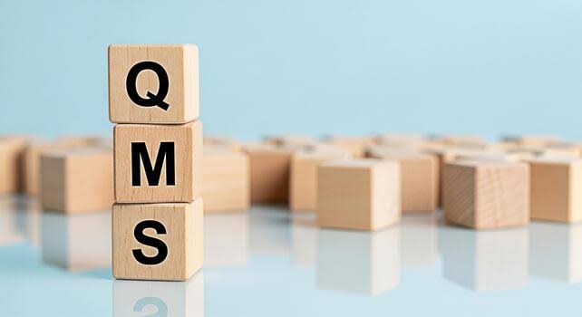 Wooden blocks spelling QMS